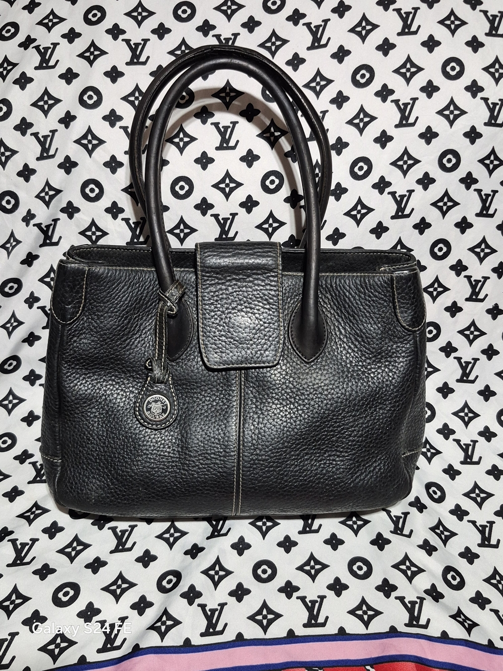 Dooney & Bourke Black Pebbled Leather Top-Handle Shoulder Bag